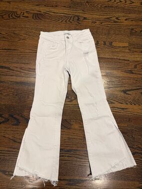 Women’s White Distressed Flare Jeans